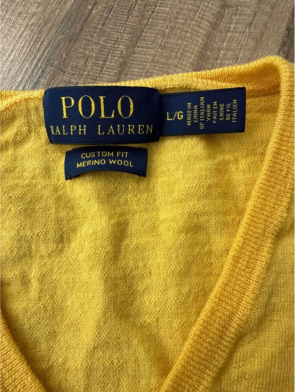 Polo Ralph Lauren Womens Large Merino Wool V Neck Sweater Yellow Pony - Picture 2 of 4